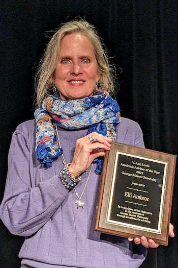 elli ambros with her award