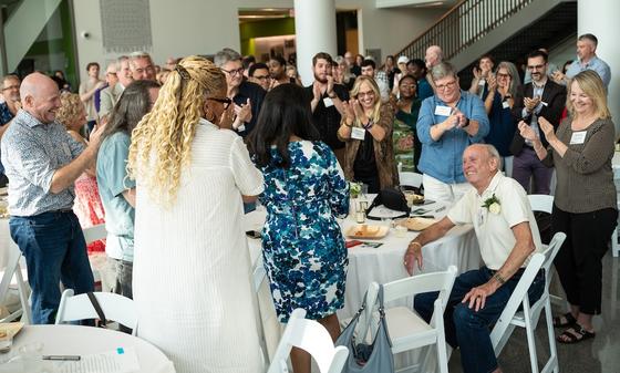 Bruce Manchester gets a standing ovation